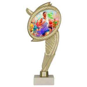 Postument Kunststoff Gold auf Marmorsockel Laufen