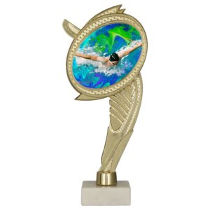 Postument Kunststoff Gold auf Marmorsockel Schwimmen