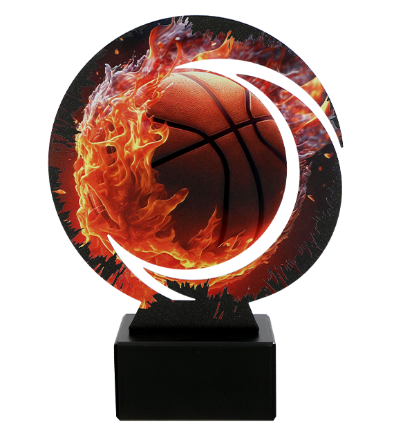 Metalltrophäe auf Marmorsockel Basketball