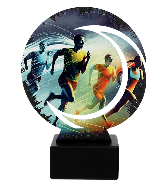 Metalltrophäe auf Marmorsockel Laufen