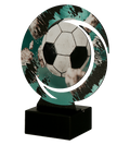 Metalltrophäe auf Marmorsockel Fußball
