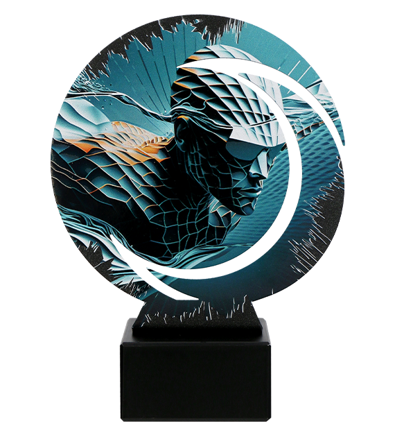 Metalltrophäe auf Marmorsockel Schwimmen